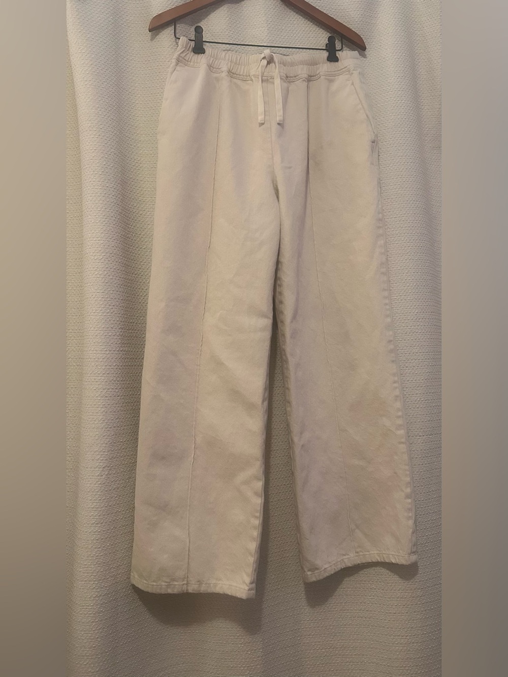 REISS Wide-Leg Drawstring Pants in Cream